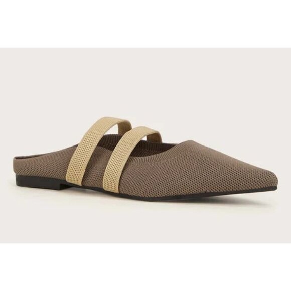 CUCCOO Women's Minimalist Pointed Closed Toe Slip-On Flat Mules Khaki Size 38 - Picture 6 of 13